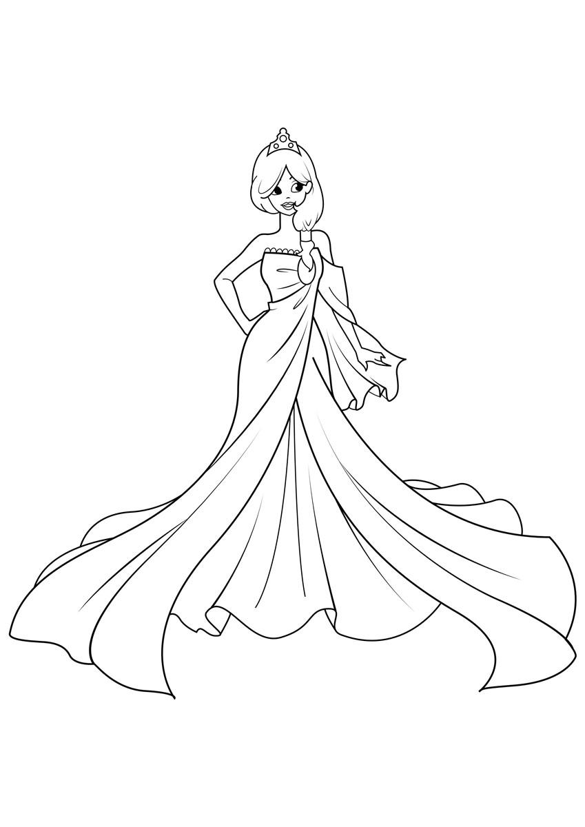 Coloriage princesse A  la fAªte